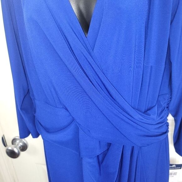 Chaps NWT blue stretch jersey faux wrap dress size 16w - Picture 3 of 6